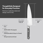 Misen 8" Chef Knife – High Carbon Japanese AUS-10 Stainless Steel – Hybrid German & Japanese Blade – Precision Kitchen Knife for Professionals & Home Cooks – Ultimate Cutting Performance - Gray