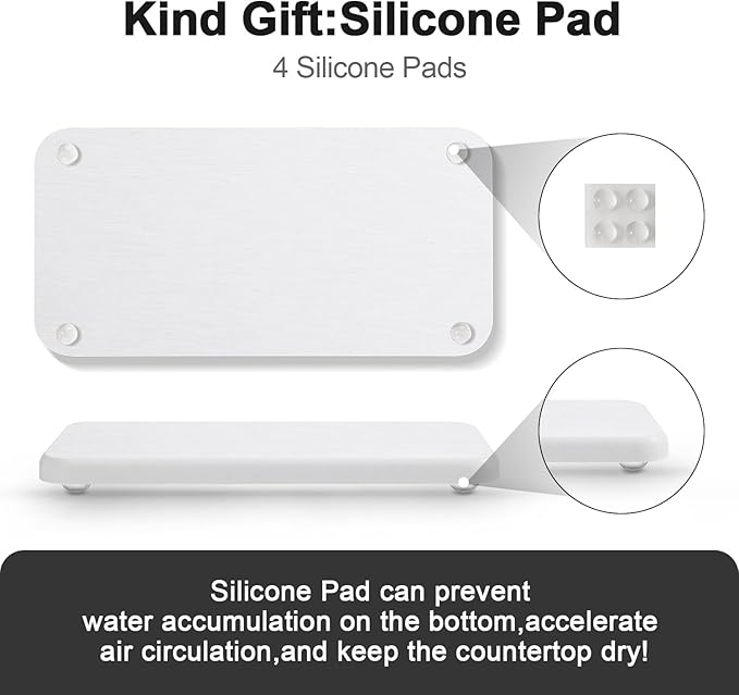 Water Absorbing Stone Tray for Sink | Quick Drying Diatomaceous Earth Coasters | Soap Dish Holder & Toothbrush Holder for Bathroom Counter | Hand Soap & Plant & Toiletries | White 1-Pack