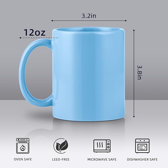 12oz coffee mug set of 6 Coffee Mugs for Coffee, Tea, Cocoa, Milk（ Multiple color）