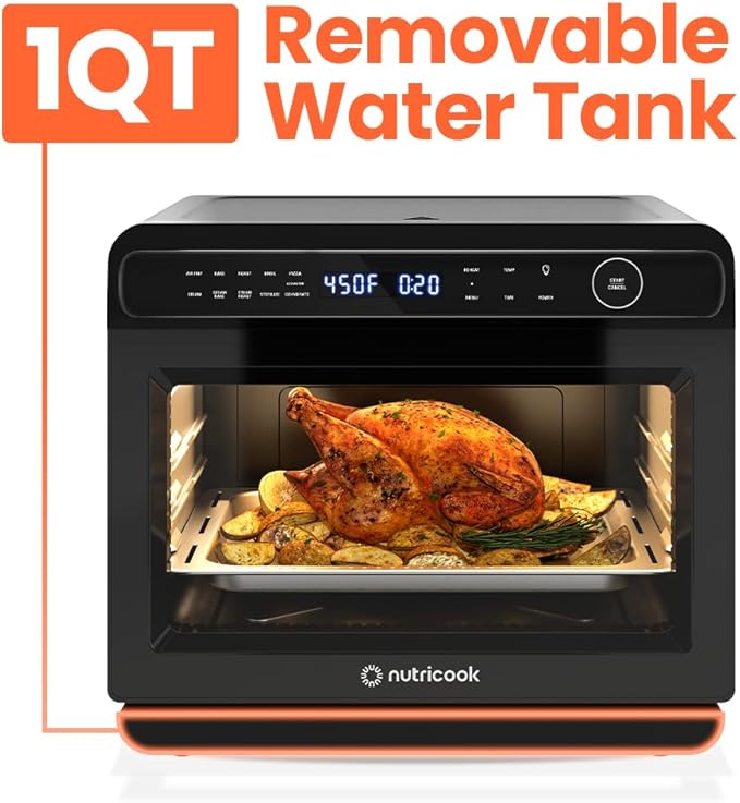 Steami 24L Steam Air Fryer Oven – 11-in-1 Convection Countertop Multi-Cooker with Real Steam Tech, Air Fry, Bake, Roast, Dehydrate, Sterilize, Stainless Steel Interior – 1600W