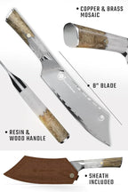 Dalstrong Chef & Cleaver Hybrid Knife - The 'Crixus' - 8 inch - Valhalla Series - 9CR18MOV HC Steel - White Resin & Wood Handle - Razor Sharp Chef's Knife - w/Leather Sheath