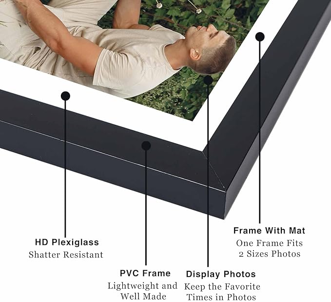 12 Pack 12x16 Picture Frame with 11x14 Mat, Display 11x14 with Mat or 12x16 Without Mat, 12 by 16 Frames Bulk Set of 12 Collage Gallery Wall Decor Photo Frames Set for Wall, Black