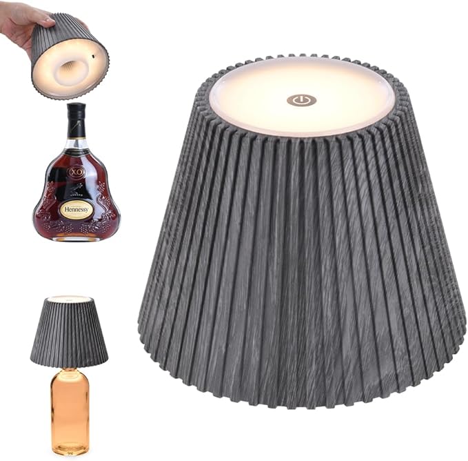 WILIT Wireless Bottle Lamp Shades for Table Lamps, 3 Level Brightness Touch Lamps for Nightstand, Rechargeable Cordless Lamp for Bedroom, Restaurant Bottle Light, Table Top Decor, Cool House Stuff