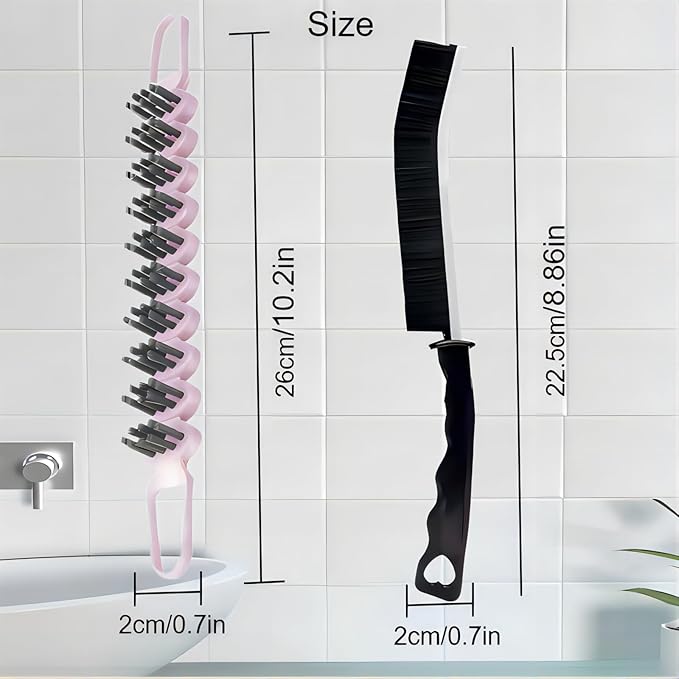 Crevice Cleaning Brush Hard Bristle Grout Brush Scrub Brush Toilet Brush Cleaning Tools Cleaning Supplies for Household Use Bathroom Kitchen 3 Pcs (Black&Pink)
