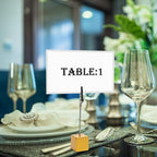 10pcs Table Number Holder Name Place Card Holder Memo Clip Holder Stand Note Holder Pictures Card Paper Menu Clip (Gold)