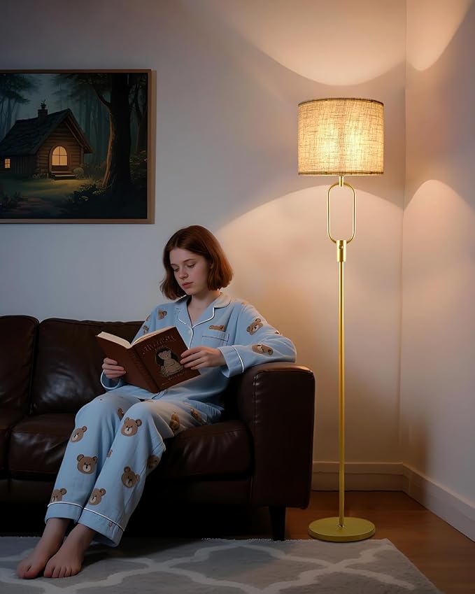 Lightdot 68IN Gold Floor Lamp Dimmable Linen Shade LED Floor Lamps with 3000K Soft Warm White for Wedding/Party, Modern Tall Lamp for Living Room/Bedroom (Bulbs Included)