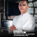 Zepter Felix MIU Chef Knife, 8in long global kitchen knife. Butcher knife for meat cutting, vegetable&bread slicing. Chef's walnut handle, sharp carbon steel, handmade Germany cooking tools est. 1790