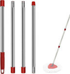 4 Section Stainless Spin Mop Replacement Handle for O Cedar Spin Mop Handle for Ocedar Spin Mop Handles Adjustable 30" to 58" Mop Stick Pole to Various Floor Clean, Universal Screw Joint (No Mop Head)