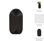 Sagebrook Home Boho Ceramic Stoneware Vase - Modern Decorative Flower Vase for Home, Office, Bedroom & Living Room - Stylish Textured Design - 11" Black