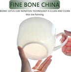 Chulan Large Luxury Bone China Cereal Mugs, White Porcelain Coffee Mugs Set of 2, 25oz Lightweight Ceramic Cups for Soup Fruit Salads Yogurt Pasta with Handles, Microwave Safe & Dishwasher Safe