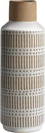 Rustic Ceramic Vase for Living Room Bedroom 11.02'' Farmhouse White Flower Vases for Bouquet Fake Plant Home Decor Office Table Shelf Fireplace Centerpieces Retro Vintage Classic Modern