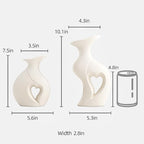 XL Pearl White Vases for Decor,Nordic Heart Shaped Ceramic Vase Set of 2,Modern Vase for Table Centerpiece Dining Living Room Office Coffee Table Wedding House Decoration