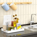 NIUBEE Acrylic Serving Tray 12x16 Inches -Spill Proof- White Decorative Tray Organiser for Ottoman Coffee Table Countertop with Handles