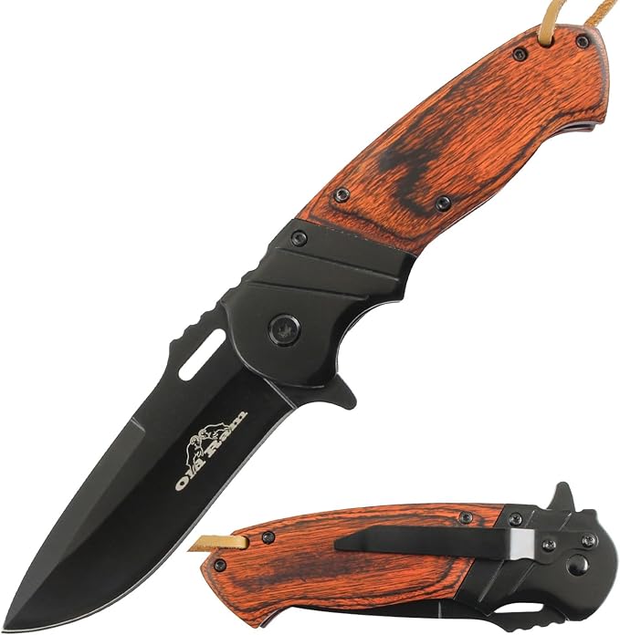 Heavy Duty 8-Inches Every Day Cary Hunting, Camping Folding Pocket-Folding EDC Knife (Black & Brown)