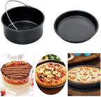 2pcs/set Universal Air Fryer Accessory Set, Include Steel Air Fryer Pizza Pan and Baking Cake Barrel, Nonstick Coating, Air Fryer Baking Pan For Gourmia