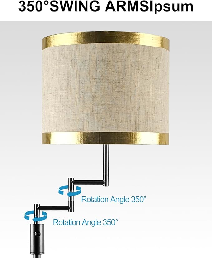 Lightdot 70IN Black Floor Lamp Dimmable Linen Shade LED Floor Lamps with 3000K for Wedding/Party,350 Degree Swing Arms, Modern Tall Lamp for for Reading, Sewing, and Craft (Bulbs Included)
