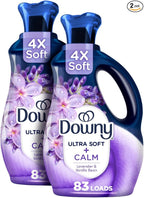 Downy Ultra Soft Fabric Softener Liquid, Calm, Lavender and Vanilla Bean, 56 fl oz, 83 Loads, Downy Fabric Softener, Laundry- Pack of 2