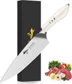 MAD SHARK Chef Knife 8 inch Kitchen Knife High Carbon Stainless Steel Sharp Chef's Knives with Ergonomic Handle, Cooking Knife with Gift Box, Birthday Gifts for Mom/Dad(White)
