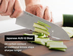 Misen Japanese Santoku Chef Knife - 7.5 Inch High Carbon Stainless Steel - Classic Japanese Knife Design for Cutting, Slicing, and Chopping - Razor Sharp Japanese Style Kitchen Knife, Red