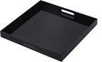 Clear Oversize Acrylic Serving Tray with Handles 24x24 Inch -Spill Proof- Decorative Trays Countertop Organizer for Ottoman,Nightstand, Sidetable, Butler (Glossy Black)