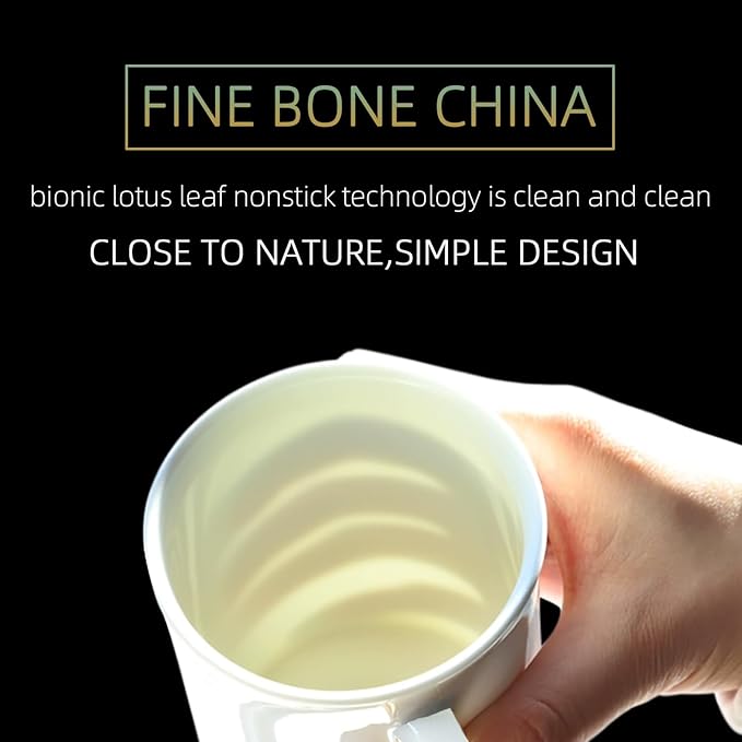Chulan Bone China Coffee Mugs, 14oz White Coffee Mugs Set of 2, Over 45% Bone Content Ceramic Mug for Cocoa, Lightweight Break Resistant Porcelain Latte Mugs with Large Handle, Dishwasher ＆ Oven Safe
