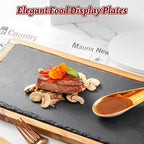 6 Pack 12x6 Inch Large Slate Cheese Board, Natural Stone Serving Plates, Black Charcuterie Board Cutting Board, Gourmet Serving Platter Tray for Cheese Sushi Pastry Bread Snack Meat Pastry