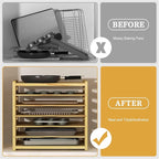 7 Tier Wooden Cabinet Tray Dividers,Kitchen Cabinet Tray Divider for Pans, Storing pans, Baking trays, Cutting Board