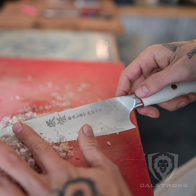 Dalstrong Chef Knife - 8 inch - Phantom Series - Japanese High-Carbon AUS8 Steel Kitchen Knife - White G10 Handle - Cooking Knife - w/Sheath