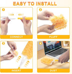 KeFanta 360° Heavy Duty Duster Refills Compatible with Swiffer Duster, Disposable Dusting Kit for Cleaning, 1 Extended Handle, 1 Short Handle, 30 Refills