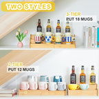 3-Tier Expandable Bamboo Mug Holder For Countertop Coffee Cup Holder Display Mug Organizer Mug Rack for Coffee Bar Organizer Mug Shelf for Cabinet for Kitchen, Home