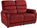 MCombo Zero Wall Recliner Loveseat, Power Recliner Loveseat with Adjustable Headrest, USB A & C Charge Ports, Wood Legs, for Living Room, RVs, Small Spaces (Fabric, ST258M1, Burgundy)