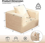 Single Cloud Sofa, Giant Bean Bag Chair with High Backrest & Wider Armrest, Foam Boneless Couch for Small Spaces, Comfy Furry Sofas with Pillows for Living Room, Bedroom, Apartment, Dorm, Office