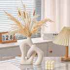 Ceramic Vase Set of 2, White Decorative Aesthetic Flower Vase for Home Décor Modern Minimalist Table, Fireplace, Shelf, Mantel, Entryway Centerpieces