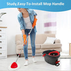 2 Pack Spin Mop Replacements Head Compatible for O ceda EasyWring 1 Tank System, Microfiber Mops Refills Hardwood Floor Cleaning, Base and 30-58in Handle Set Combo