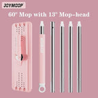 JOYMOOP Flat Mop, Microfiber Mops for Floor Cleaning, 60" Long Handle with Flexible 13" Flat Head, Pink