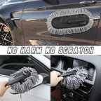 Microfiber Car Duster Cleaning and Car Dash Brush Supplies for Dashboard Exterior Dust Interior Cleaner with Long Retractable Handle to Trap Dust and Pollen for Cars Truck Bike RV Boats Motorcycle