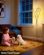 Lightdot Dimmable Tripod Floor Lamp Gold Art Deco Floor Lamp with Brown Globe Glass Lampshade 3Pcs Bulbs Included Tripod Standing Lamp for Living Room/Bedroom
