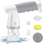 Electric Spin Scrubber, Shower Scrubber with Handle, Waterproof Portable Bathroom Cleaner Brush, Cordless Electric Cleaning Brush with 5 Replaceable Brush Heads for Floor Tile Tub Wall Window Kitchen
