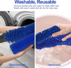 Dusters for Cleaning, 9 in 1 Kit 100” Feather Duster with Extension Pole, Retractable Bendable Washable, Cobweb Duster Chenille Gap Dust Brush Blind Duster for Cleaning High Ceiling Fans