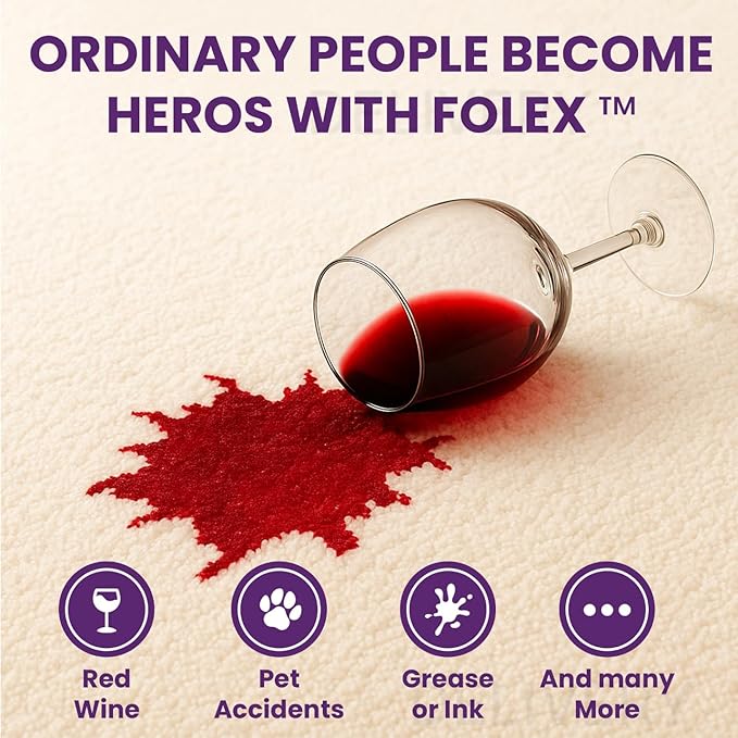 FOLEX Instant Carpet Spot Remover 32 oz – Powerful Stain Remover for Carpets, Upholstery & Rugs – Eliminates Pet Stains, Grease, Red Wine, Food, Makeup & More – With Reusable Cleaning Cloth – 5 Pack