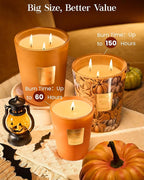 M&SENSE Pumpkin Spice Scented Candle, Soy Candles 14.1oz 60H Burn Time Slow Burning, Fall Scent Unique Halloween Gifts Home Decor