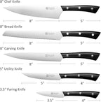 PAUDIN Kitchen Knife Set, 5 Pieces Knives Set for kitchen, Ultra Sharp Kitchen Knives, High Carbon Stainless Steel Knife Set, Precise Cutting with Ergonomic Handle