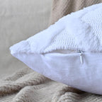 Set of 2 Soft Moroccan Throw Pillow Covers 16x16 Inch Plush Boho Decorative Pillow Cover Accent Cushion Case for Couch Sofa Bed, Pure White