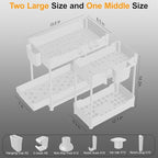 3 Pack Under Sink Organizers, 2-Tier Multi-Use Kitchen and Bathroom Organizers and Storage with Sliding Drawers，Bathroom Cabinet Organizer (White, 12.8 Inch)