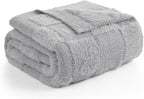 Snuggle Sac Faux Fur Checkered Blanket Twin Size with Soft Knitted Microfiber Fabric,Cozy Soft Warm Blanket for Sofa Bedroom Living Room,Solid Light Grey,60x80 inches