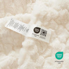 Cozy Bliss Faux Fur Throw Blanket for Couch, Fuzzy Soft Plush Thick Warm Fluffy Reversible Wave Textured Blanket for Sofa Bedroom Living Room, 55 * 70 Inches Cream White