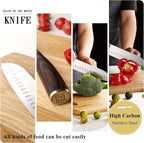 KEEMAKE Santoku Knife Set of 3pcs, Japanese Chef Knife Sets with German High Carbon Stainless Steel 1.4116 Kitchen Knives, Pakkawood Handle Cutting Knives