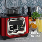CRANDDI Professional Smoothie Blender, 2200W Commercial Soundproof Quiet blender with Removable Soundproof Shield for Crushing Ice, MilkShakes, Puree, Self-Cleaning, 50oz 110V K80 (Red)
