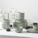 Stone Lain Mirella 16-Piece Dinnerware Set Stoneware, Borosilicate Glass, Light Green