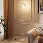 Floor Lamps for Living Room - Industrial Standing Lamp with Glass Shade, Modern Gold Floor Lamp with LED Bulb, Tall Lamp for Bedroom Office - Light Gold